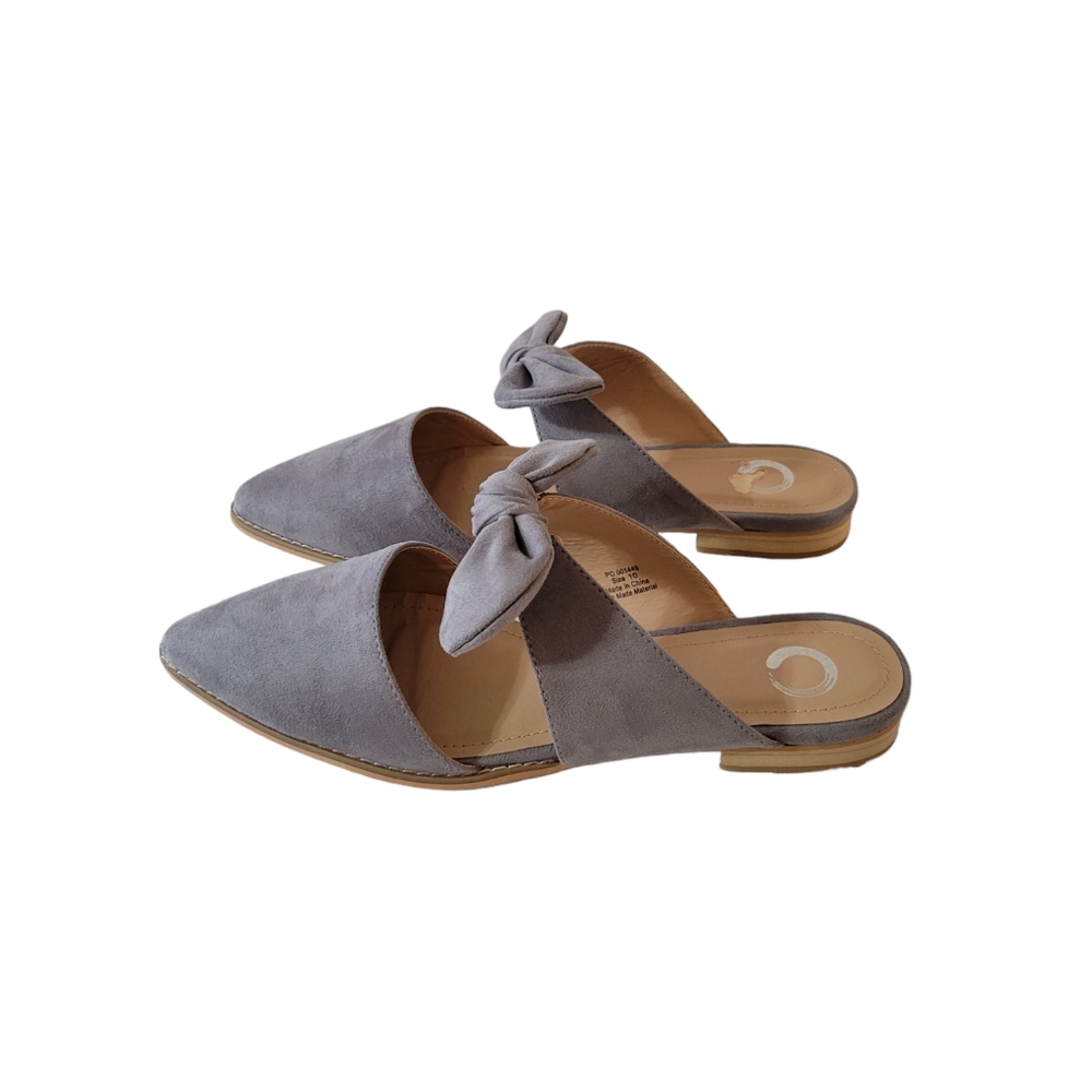 Faux Suede Bow Flats Womans Size 10M